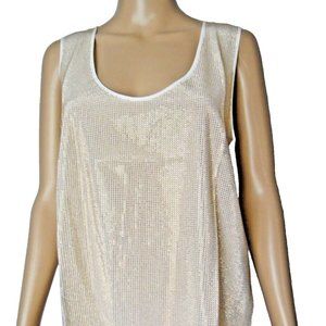 VERSACE VERSUS Top, IT-46 US-M, white with crystals, silk, Made in Italy, NWT